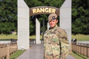 Jack Austin (MBA '25) in uniform as a member of the U.S Army's 75th Ranger Regiment.